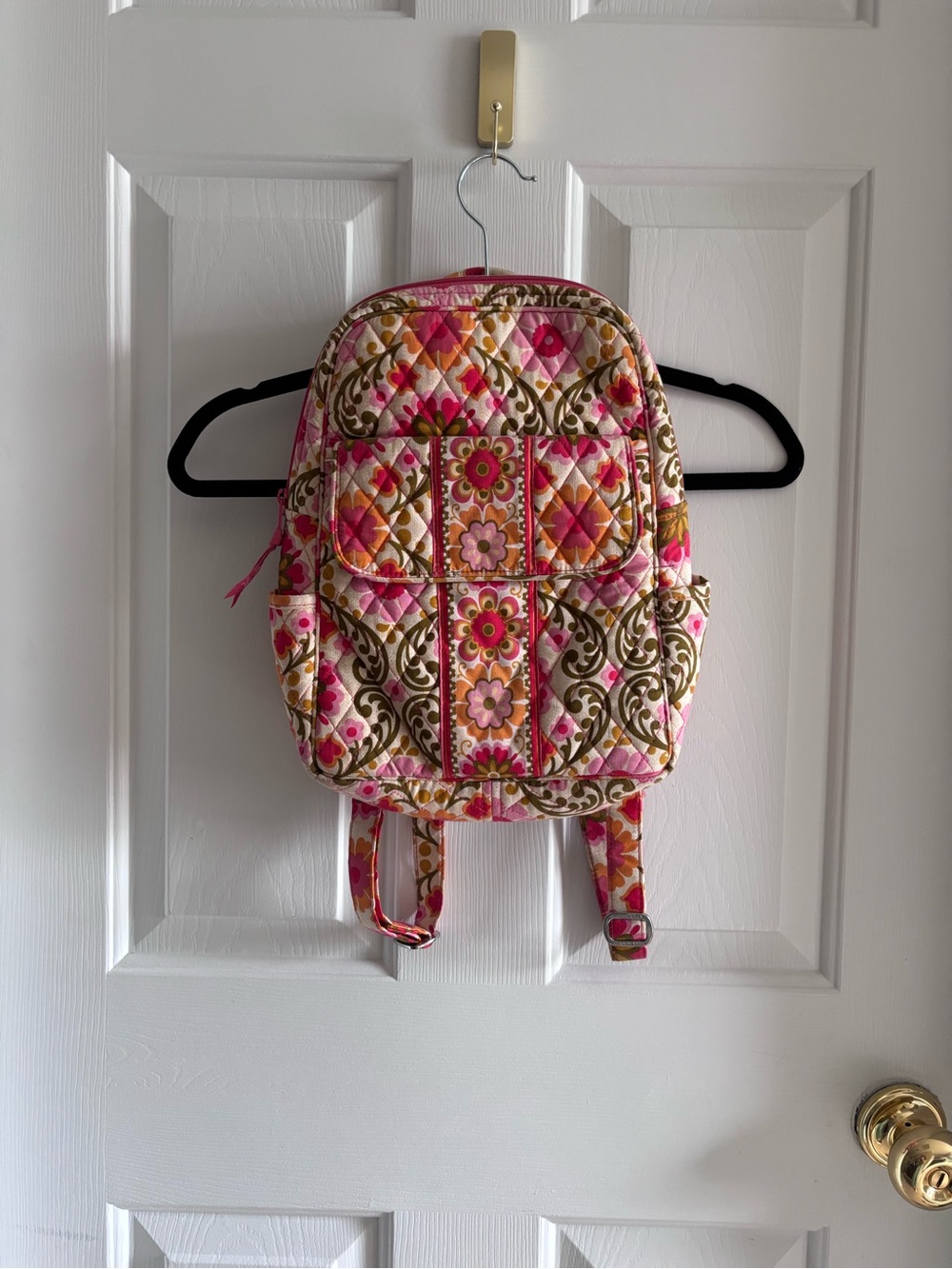 Vera Bradley Vintage Quilted Floral Backpack Pink Orange Y2K